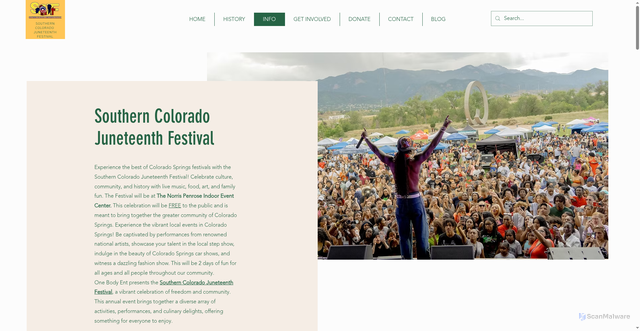 Security scan screenshot of https://www.scjuneteenthfestival.com/festival