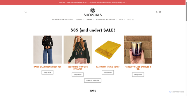 Security scan screenshot of https://shopgirls.com