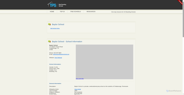 Security scan screenshot of https://topboarding.com/school.asp?school_id=2606