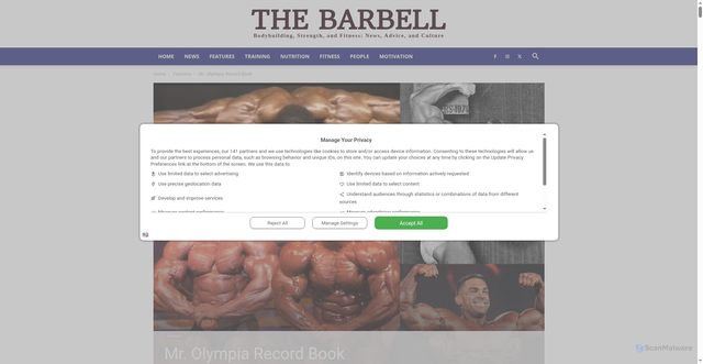 Security scan screenshot of https://thebarbell.com/mr-olympia-records/