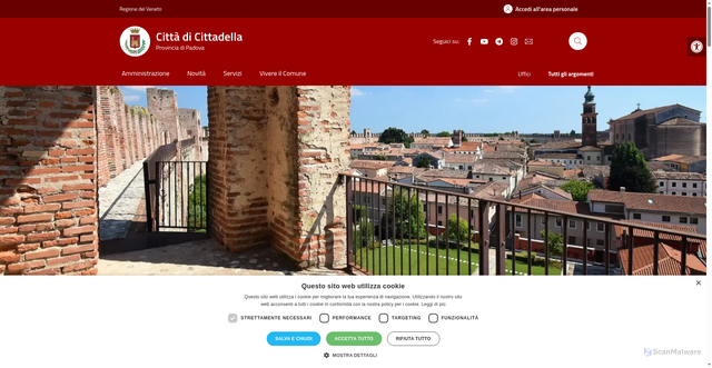 Security scan screenshot of https://www.comune.cittadella.pd.it/