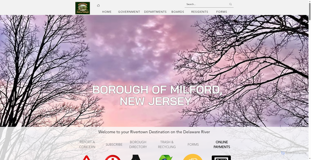 Security scan screenshot of https://www.milfordnj.gov/