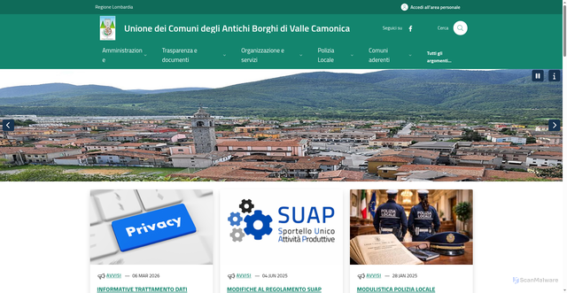Security scan screenshot of https://www.unioneantichiborghivallecamonica.bs.it