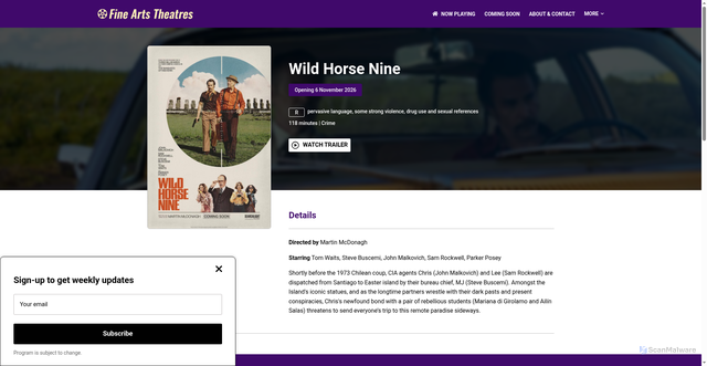Security scan screenshot of https://www.fineartsgroup.com/movie/wild-horse-nine