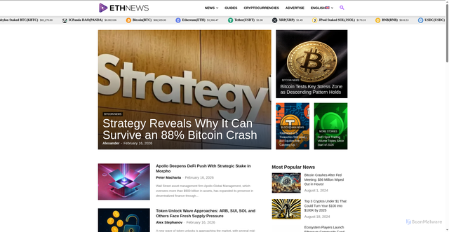 Security scan screenshot of https://ethnews.com
