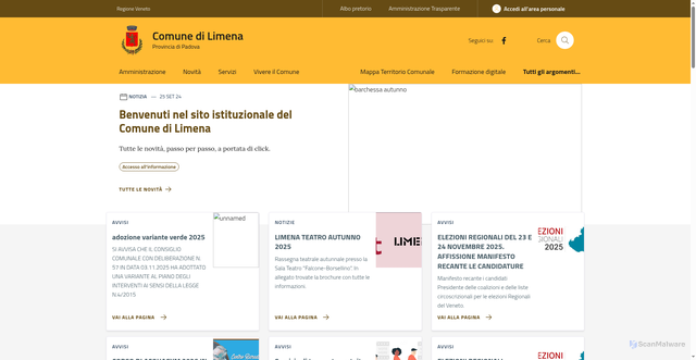 Security scan screenshot of https://www.comune.limena.pd.it/