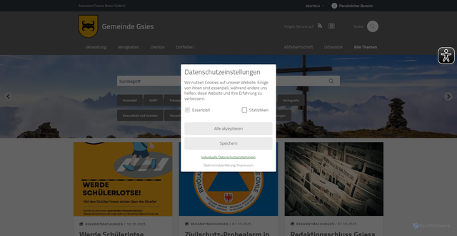 Security scan screenshot of https://www.gsies.eu/de