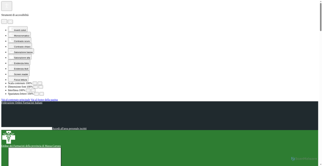 Security scan screenshot of https://www.ordinefarmacistimassacarrara.it/
