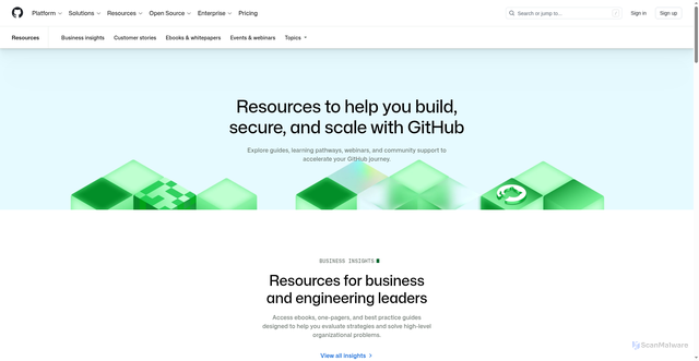 Security scan screenshot of https://resources.github.com