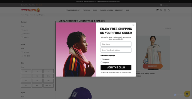 Security scan screenshot of https://premiumsoccer.com/collections/japan-apparel?srsltid=AfmBOoqbF5aFC_tvxKotHCevj2YzUd6O2S6dAdT6IXYiPYtSCvc5fO8I