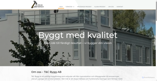 Security scan screenshot of https://tocbygg.se