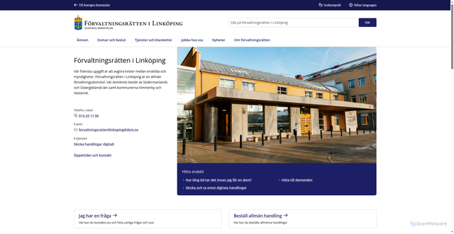 Security scan screenshot of https://www.forvaltningsrattenilinkoping.domstol.se