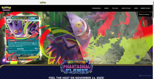 Security scan screenshot of https://tcg.pokemon.com/en-us/expansions/phantasmal-flames/