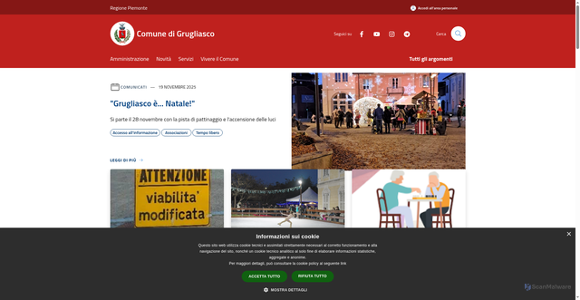 Security scan screenshot of https://www.comune.grugliasco.to.it/it