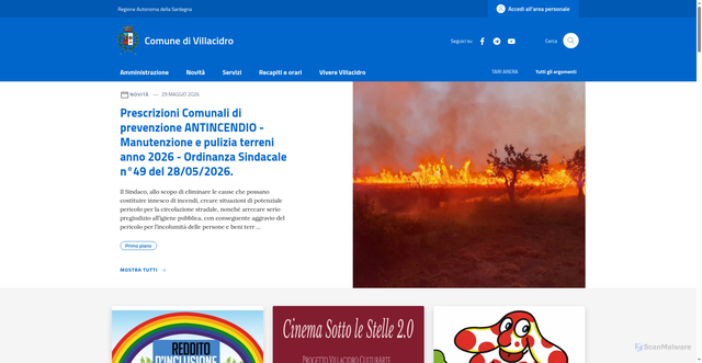 Security scan screenshot of https://www.comune.villacidro.vs.it