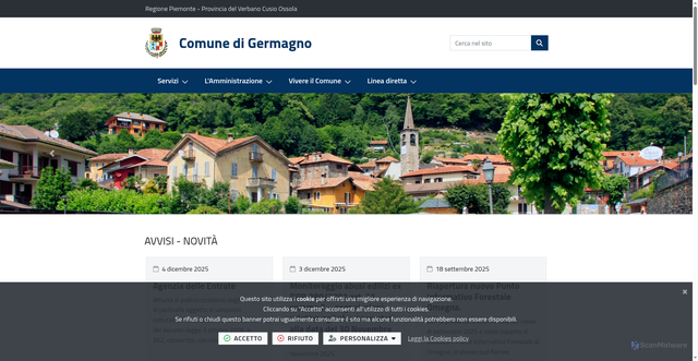 Security scan screenshot of https://www.comune.germagno.vb.it/it-it/home