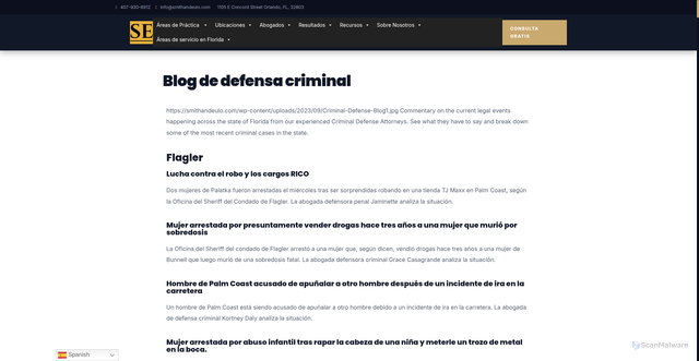 Security scan screenshot of https://www.smithandeulo.com/es/blog/
