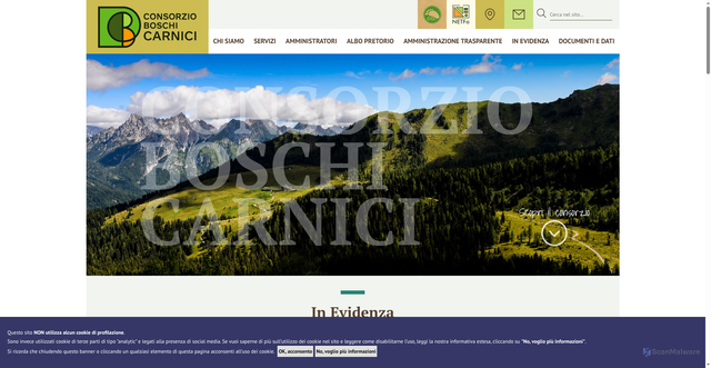 Security scan screenshot of https://www.consorzioboschicarnici.it/