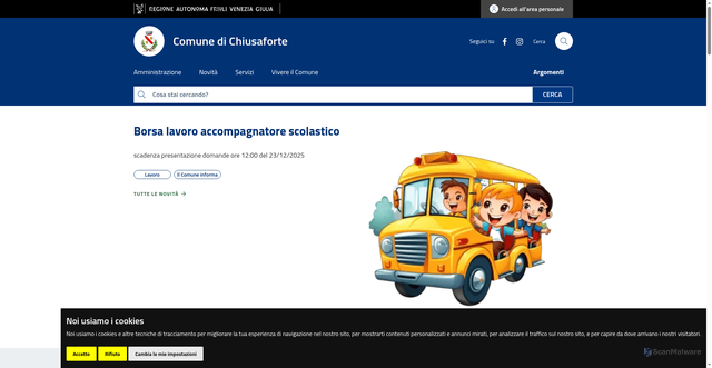 Security scan screenshot of https://www.comune.chiusaforte.ud.it/