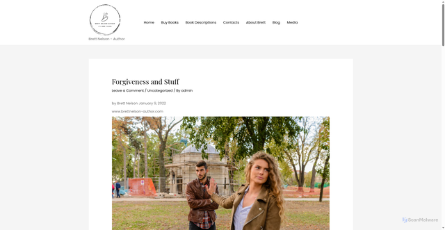 Security scan screenshot of https://brettnelson-author.com/2022/01/09/forgiveness-and-stuff/