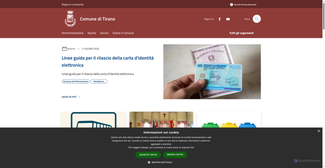 Security scan screenshot of https://www.comune.tirano.so.it