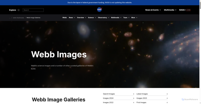 Security scan screenshot of https://science.nasa.gov/mission/webb/multimedia/images/