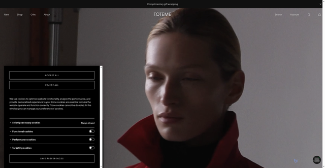 Security scan screenshot of https://toteme-studio.myshopify.com/