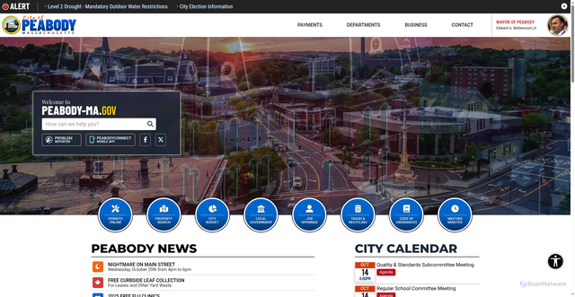 Security scan screenshot of https://peabody-ma.gov/