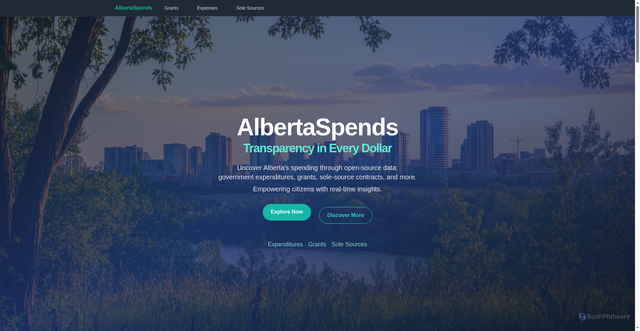 Security scan screenshot of http://www.albertaspends.com/