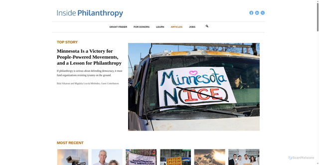 Security scan screenshot of https://www.insidephilanthropy.com