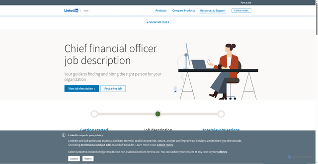 Security scan screenshot of https://business.linkedin.com/talent-solutions/resources/how-to-hire-guides/chief-financial-officer/job-description