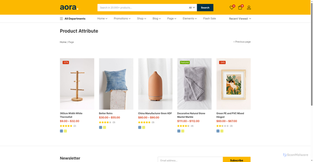 Security scan screenshot of https://test.bluepearlmarketplace.com/product-attribute/