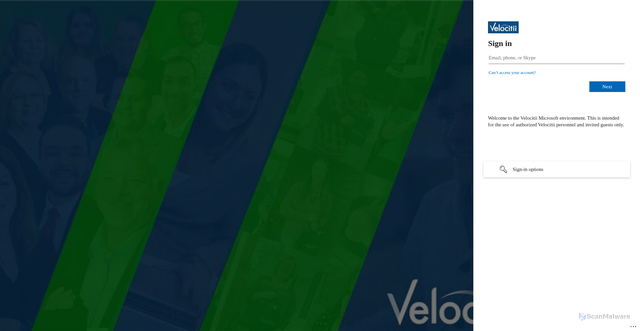 Security scan screenshot of https://velocitii.sharepoint.com