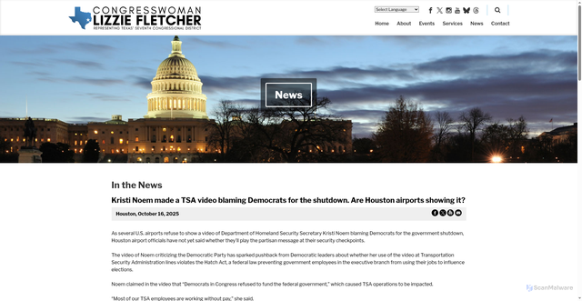 Security scan screenshot of https://fletcher.house.gov/news/documentsingle.aspx?DocumentID=7090