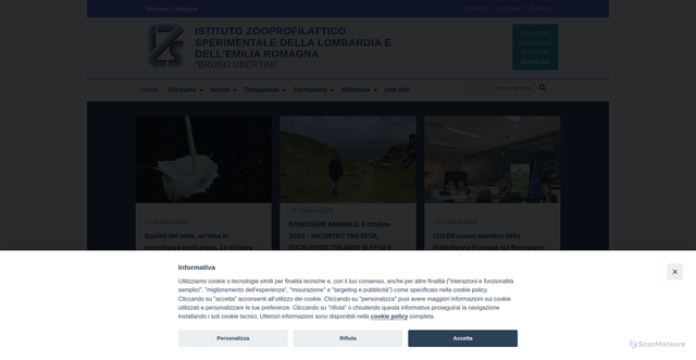 Security scan screenshot of https://www.izsler.it/