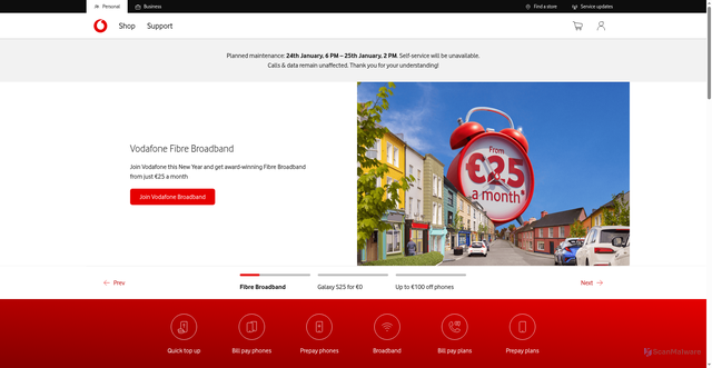 Security scan screenshot of https://vodafone.ie