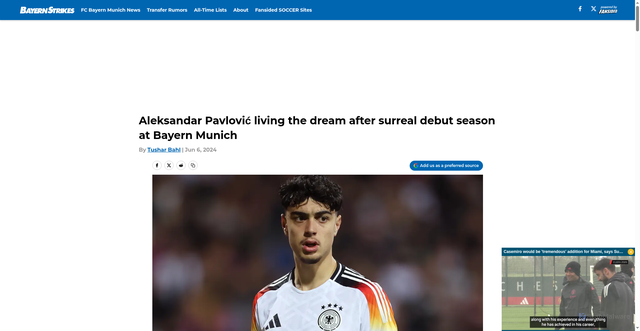Security scan screenshot of https://bayernstrikes.com/posts/aleksandar-pavlovic-living-the-dream-bayern-munich