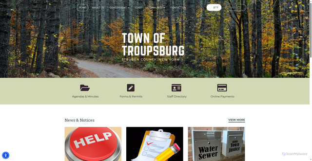 Security scan screenshot of https://townoftroupsburgny.gov/