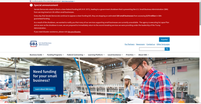Security scan screenshot of https://www.sba.gov/