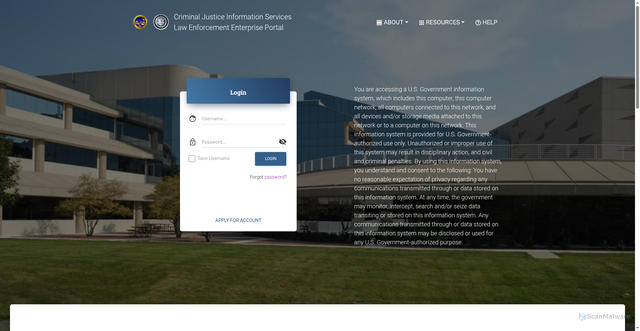 Security scan screenshot of https://www.cjis.gov/