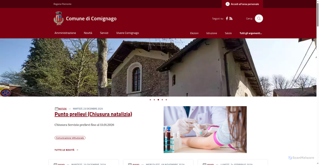 Security scan screenshot of https://www.comune.comignago.no.it/