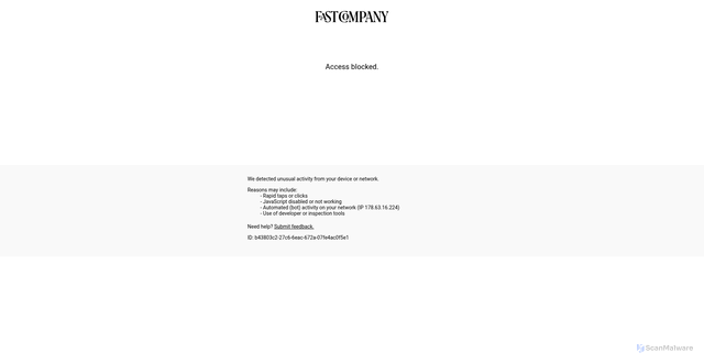 Security scan screenshot of https://www.fastcompany.com/91414127/bitcoin-price-rises-today-government-shuts-down-will-crypto-rally-last