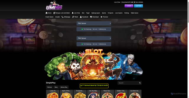 Security scan screenshot of https://xn--s6cgavda9baad5c8ebbt3bzb2njbehcc2dwsxb7kcdh.net/desktop/game/slot/simpleplay