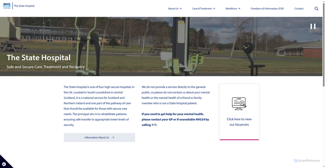 Security scan screenshot of https://www.tsh.scot.nhs.uk/