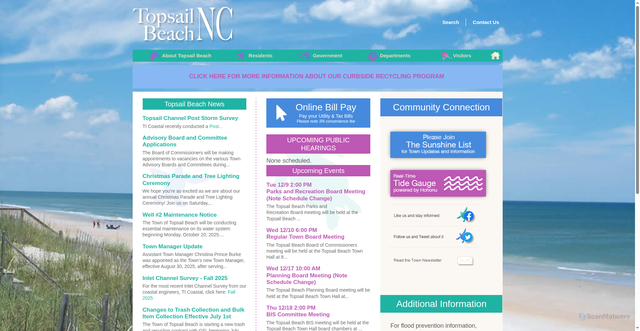 Security scan screenshot of https://topsailbeachnc.gov/