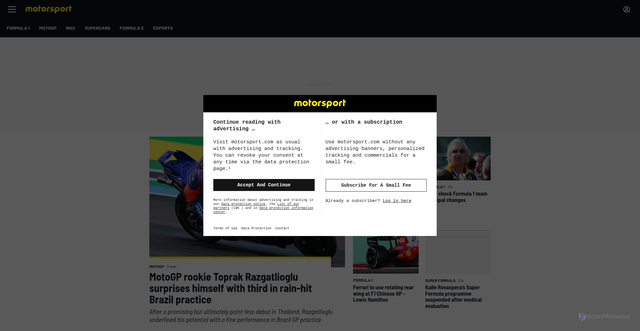 Security scan screenshot of https://au.motorsport.com