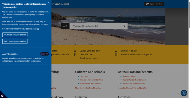 Security scan screenshot of https://www.eastlothian.gov.uk/
