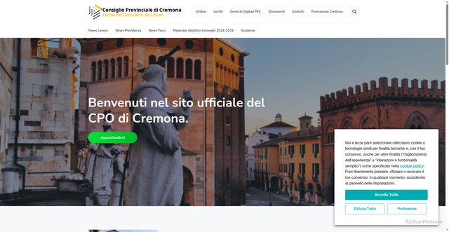 Security scan screenshot of https://www.cdlcremona.it/