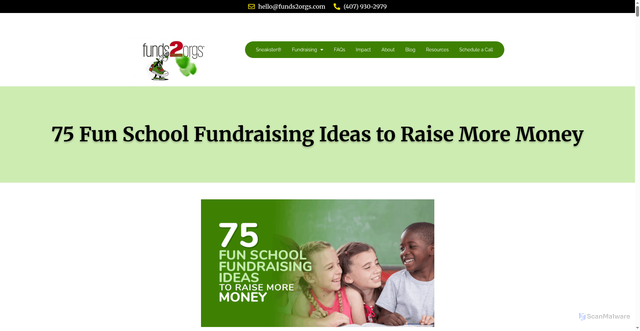 Security scan screenshot of https://funds2orgs.com/top-school-fundraising-ideas/