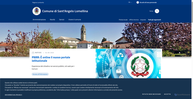 Security scan screenshot of https://www.comune.santangelolomellina.pv.it